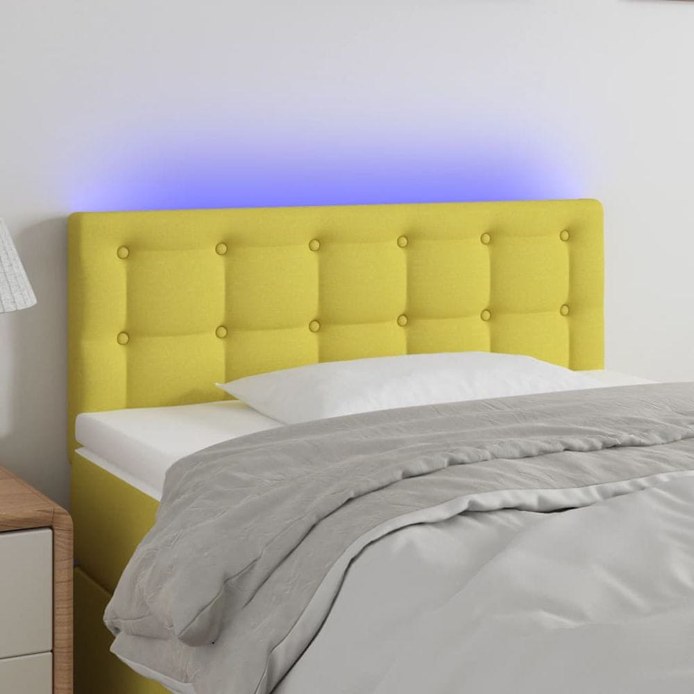 Vidaxl Čelo postele s LED zelené 90x5x78/88 cm látka